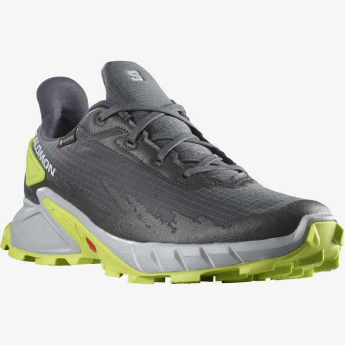 Salomon ALPHACROSS 4 GORE-TEX Muške Tenisice Za Trčanje Plave Svijetlo Zelene | EKY1r83D