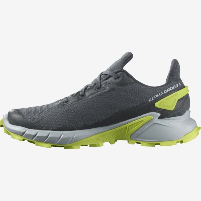 Salomon ALPHACROSS 4 GORE-TEX Muške Tenisice Za Trčanje Plave Svijetlo Zelene | EKY1r83D