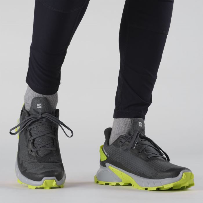 Salomon ALPHACROSS 4 GORE-TEX Muške Tenisice Za Trčanje Plave Svijetlo Zelene | EKY1r83D