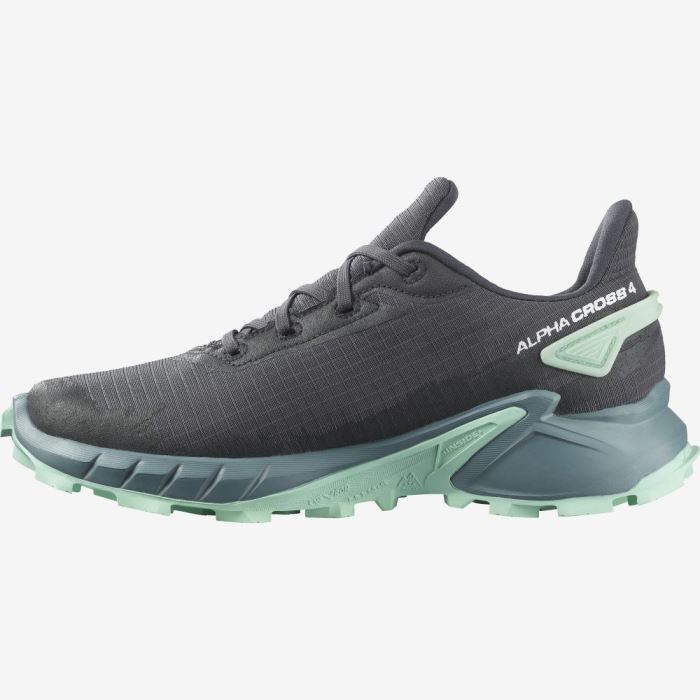 Salomon ALPHACROSS 4 GORE-TEX Ženske Tenisice Za Trčanje Ebony / Trellis / Yucca | Xm0HwalR