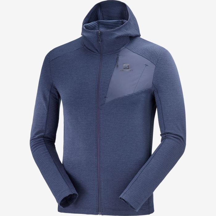 Salomon ESSENTIAL LIGHTWARM HOODED Muške Midlayers Indigo | vYZsHyRy