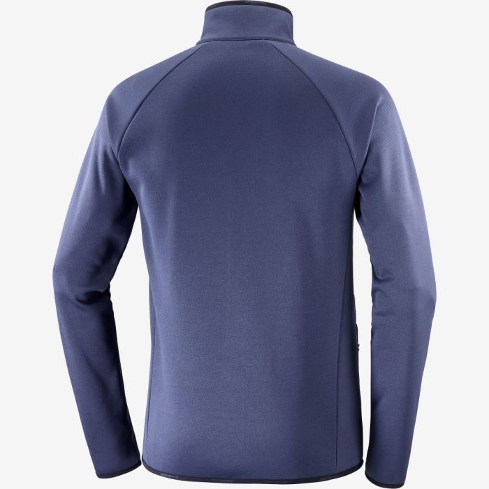 Salomon ESSENTIAL WARM FULL ZIP Muške Midlayers Indigo | 9fg2uqVV