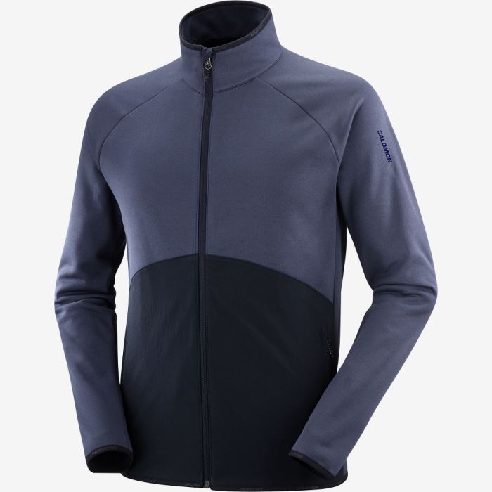 Salomon ESSENTIAL WARM FULL ZIP Muške Midlayers Indigo | 9fg2uqVV