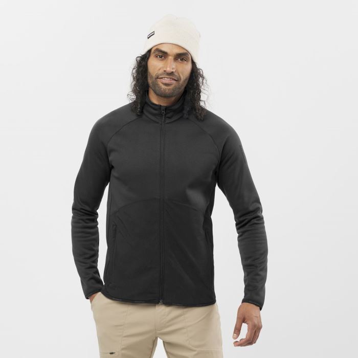 Salomon ESSENTIAL WARM FULL ZIP Muške Midlayers Crne | C3nUJ8HZ