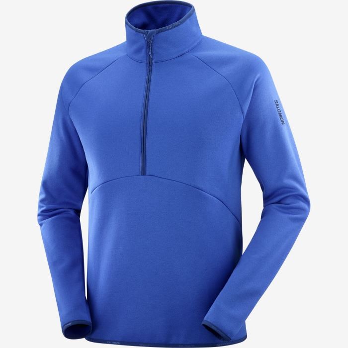 Salomon ESSENTIAL WARM HALF ZIP Muške Midlayers Plave Tamnoplave | L7DxORck