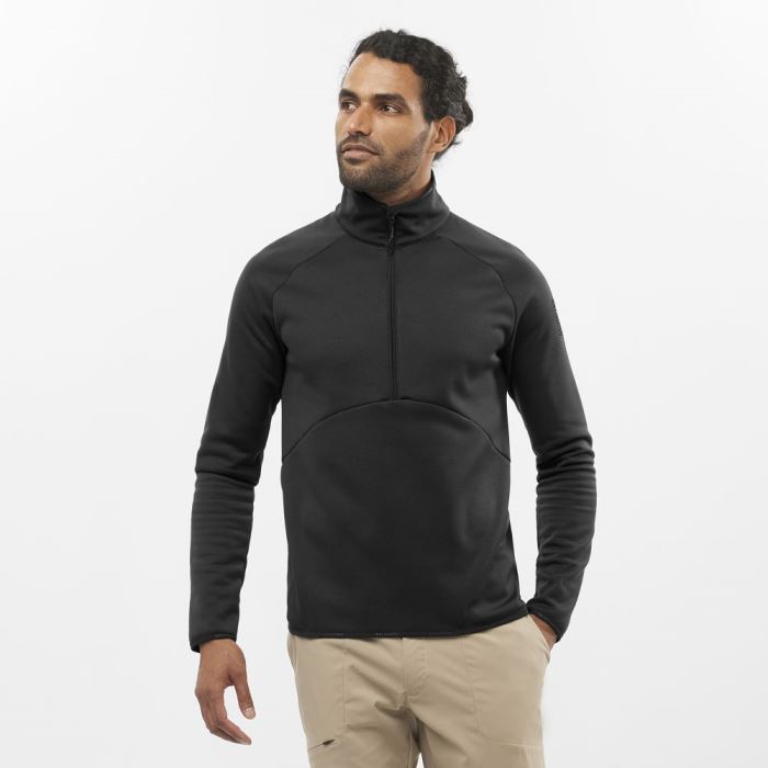 Salomon ESSENTIAL WARM HALF ZIP Muške Midlayers Crne | mqouMhxu