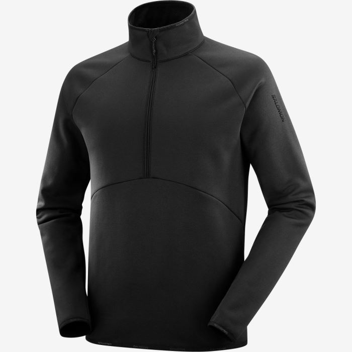 Salomon ESSENTIAL WARM HALF ZIP Muške Midlayers Crne | mqouMhxu