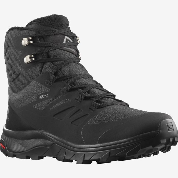 Salomon OUTBLAST THINSULATE™ CLIMASALOMON™ WATERPROOF Ženske Cipele Za Hodanje Crne Crne Crne | dmTfVB4N