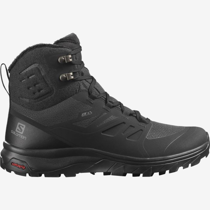 Salomon OUTBLAST THINSULATE™ CLIMASALOMON™ WATERPROOF Ženske Cipele Za Hodanje Crne Crne Crne | dmTfVB4N