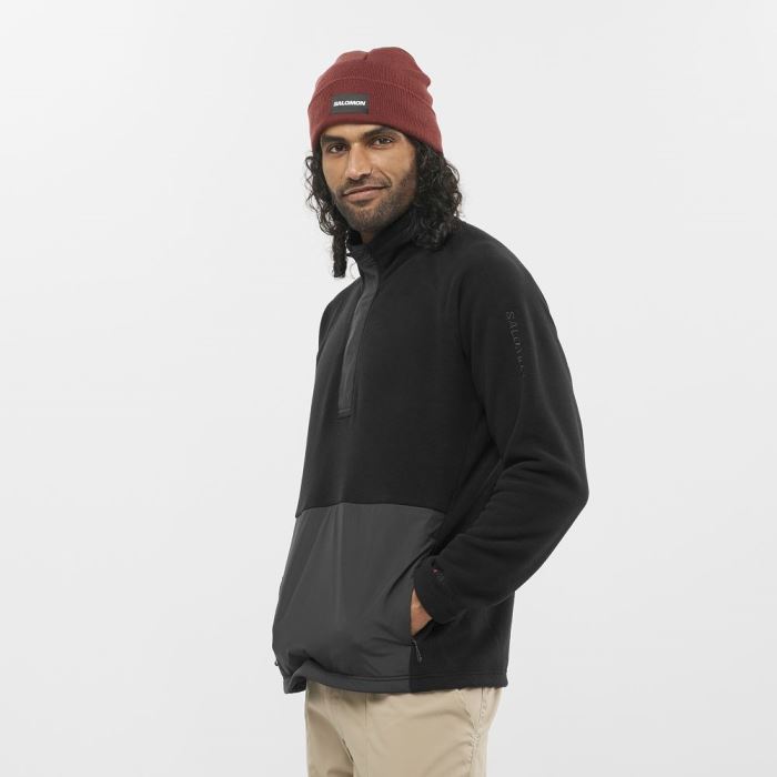 Salomon OUTLIFE POLARTEC HALF ZIP Muške Midlayers Crne | kPkLaBrb