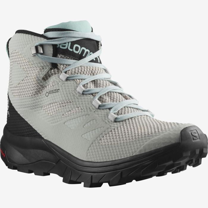 Salomon OUTLINE MID GORE-TEX Ženske Cipele Za Planinarenje Crne Tirkizne | 8t00eXUT