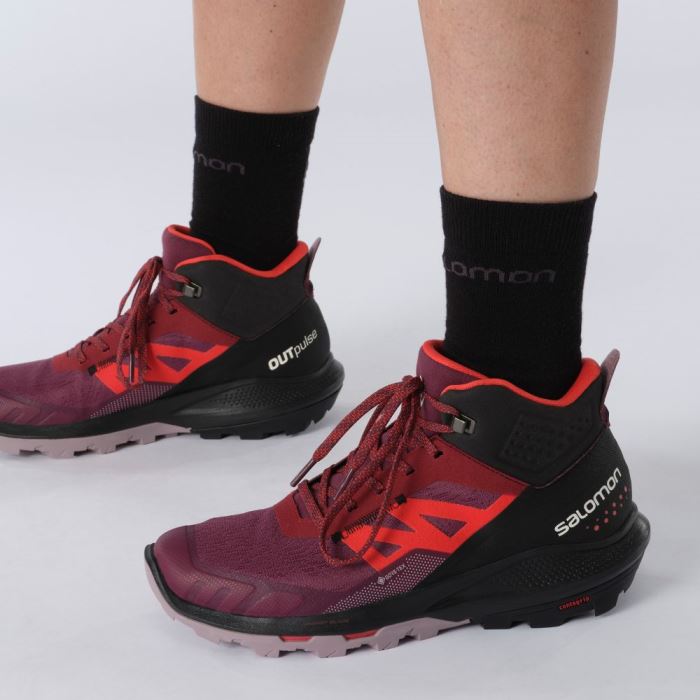 Salomon OUTPULSE MID GORE-TEX Ženske Cipele Za Planinarenje Ljubičaste Crvene | xfQGfq6h