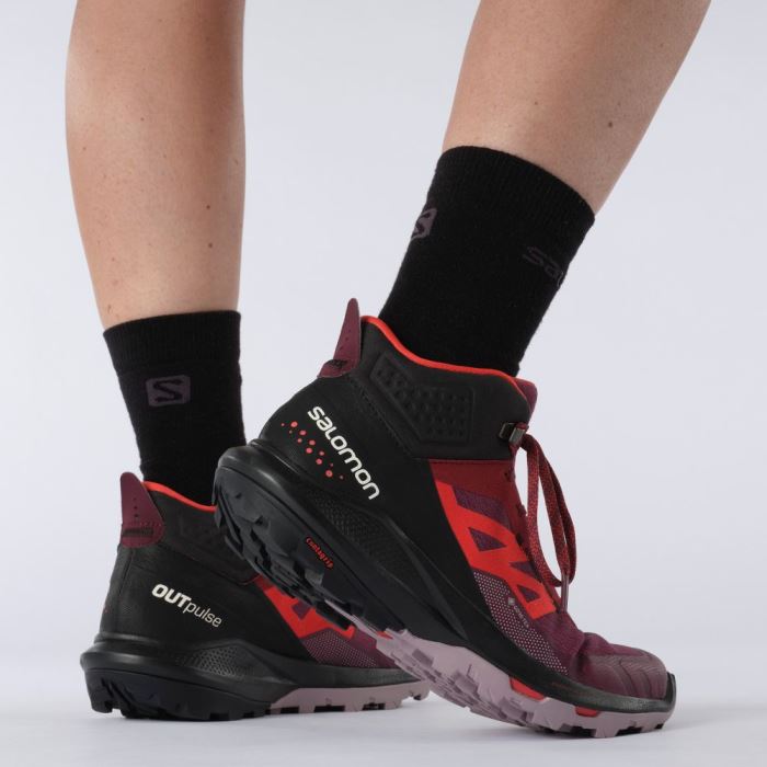 Salomon OUTPULSE MID GORE-TEX Ženske Cipele Za Planinarenje Ljubičaste Crvene | xfQGfq6h