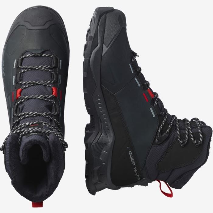 Salomon QUEST WINTER THINSULATE™ CLIMASALOMON™ WATERPROOF Muške Cipele Za Hodanje Crne | MlZBzyXl