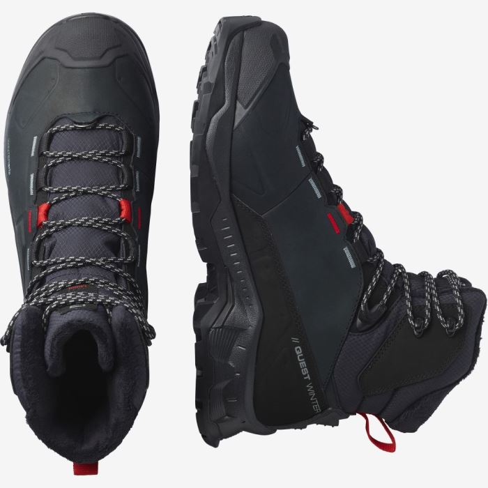 Salomon QUEST WINTER THINSULATE™ CLIMASALOMON™ WATERPROOF Ženske Cipele Za Hodanje Crne | o0yg6fOv