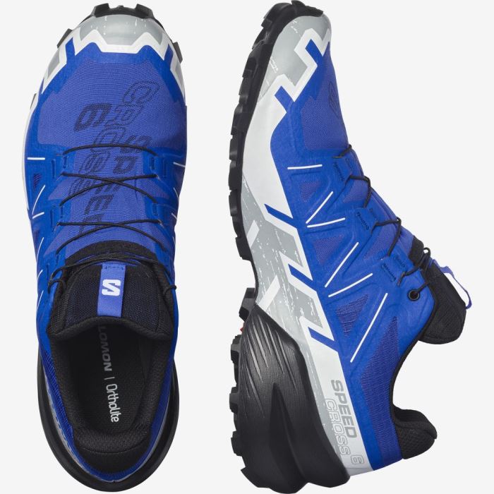 Salomon SPEEDCROSS 6 GORE-TEX Muške Tenisice Za Trčanje Plave Crne Bijele | MJ9FdG1i