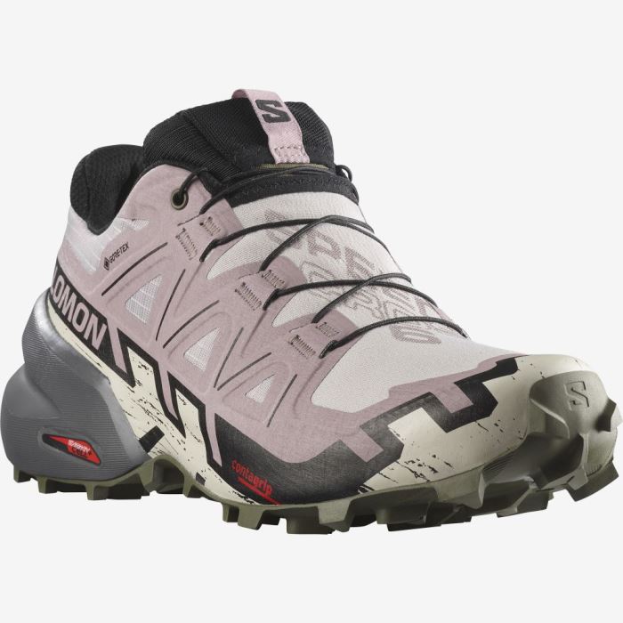 Salomon SPEEDCROSS 6 GORE-TEX Ženske Tenisice Za Trčanje Sive Roze Crne Maslinasto Zelene | FYPGtEG5