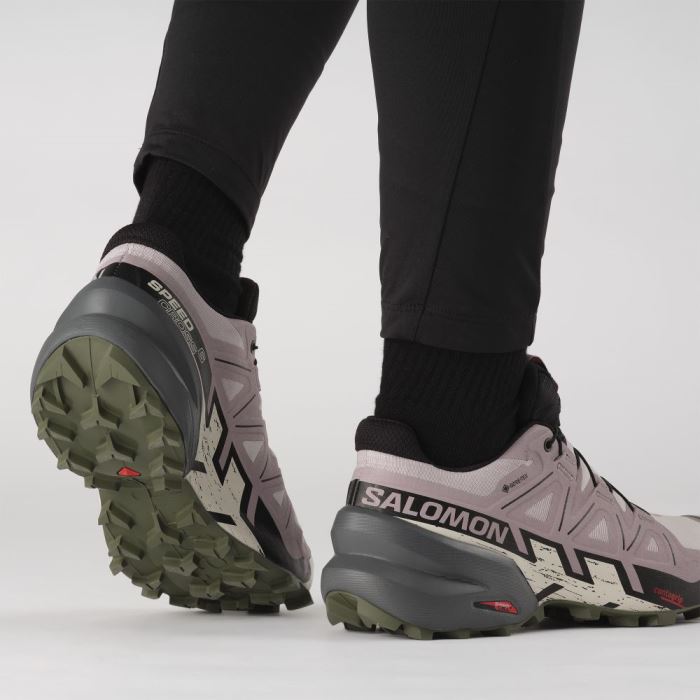 Salomon SPEEDCROSS 6 GORE-TEX Ženske Tenisice Za Trčanje Sive Roze Crne Maslinasto Zelene | FYPGtEG5