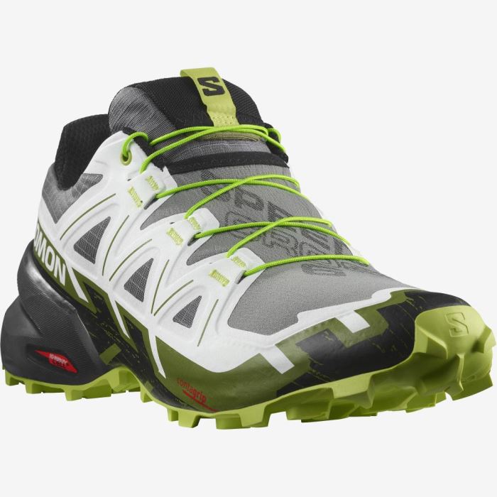 Salomon SPEEDCROSS 6 Muške Tenisice Za Trčanje Crne Bijele Svijetlo Zelene | RVdx3WYi