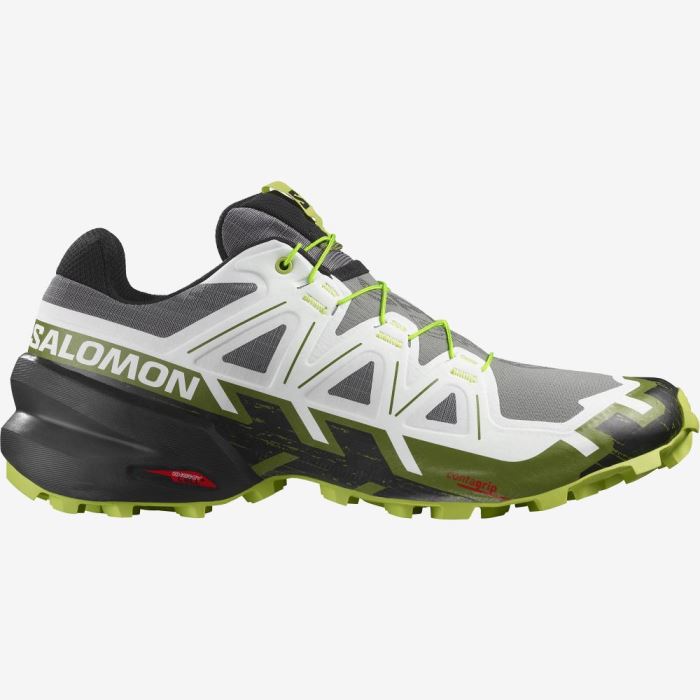 Salomon SPEEDCROSS 6 Muške Tenisice Za Trčanje Crne Bijele Svijetlo Zelene | RVdx3WYi