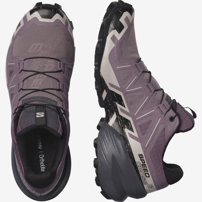 Salomon SPEEDCROSS 6 Ženske Tenisice Za Trčanje Crne Sive Roze | 0PxPy43F