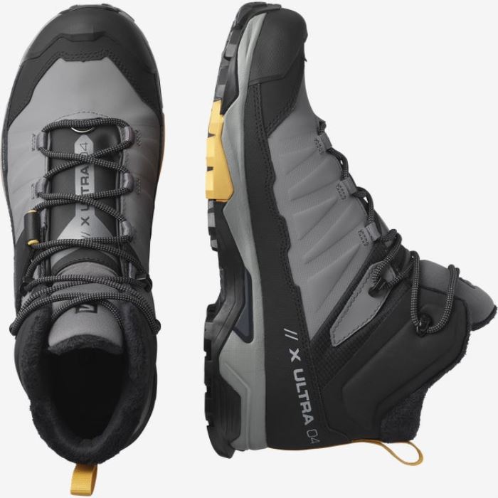 Salomon X ULTRA 4 MID WINTER THINSULATE™ CLIMASALOMON™ WATERPROOF Muške Cipele Za Hodanje Crne Boje Marelice | CrDdS1FK