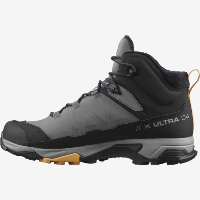 Salomon X ULTRA 4 MID WINTER THINSULATE™ CLIMASALOMON™ WATERPROOF Muške Cipele Za Hodanje Crne Boje Marelice | CrDdS1FK