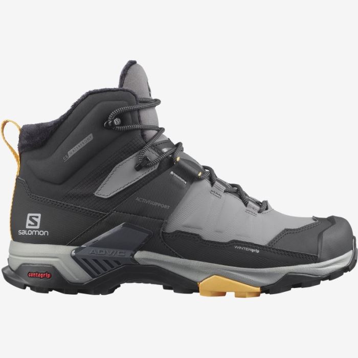 Salomon X ULTRA 4 MID WINTER THINSULATE™ CLIMASALOMON™ WATERPROOF Muške Cipele Za Hodanje Crne Boje Marelice | CrDdS1FK