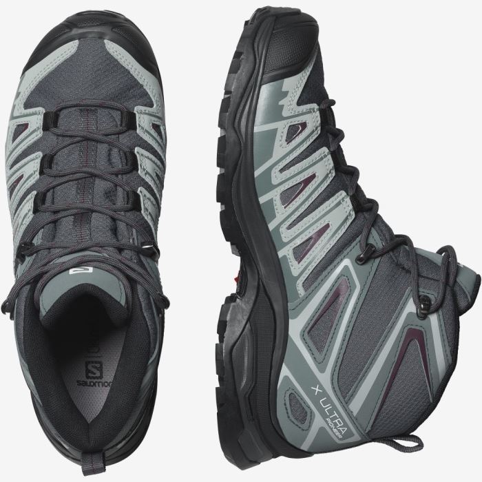 Salomon X ULTRA PIONEER MID CLIMASALOMON™ WATERPROOF Ženske Cipele Za Planinarenje Ebony / Stormy Weather / Wine Tasting | W7q2EQKL