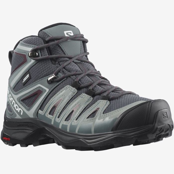 Salomon X ULTRA PIONEER MID CLIMASALOMON™ WATERPROOF Ženske Cipele Za Planinarenje Ebony / Stormy Weather / Wine Tasting | W7q2EQKL