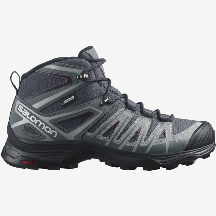 Salomon X ULTRA PIONEER MID CLIMASALOMON™ WATERPROOF Ženske Cipele Za Planinarenje Ebony / Stormy Weather / Wine Tasting | W7q2EQKL