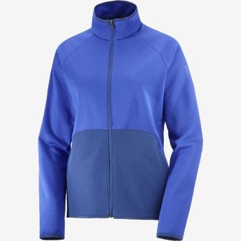 Salomon ESSENTIAL WARM FULL ZIP Ženske Midlayers Plave Tamnoplave | Ba9HYIP7